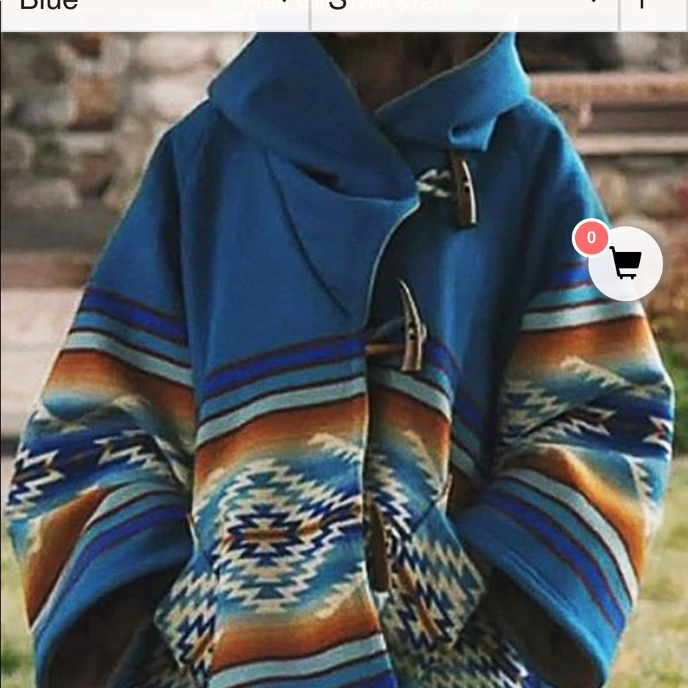 Vintage style hooded poncho jacket